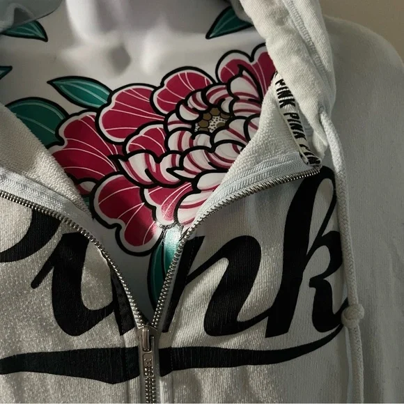 Pink Victorias Secret Light Blue Zip Up Hoodie - Picture 3 of 6